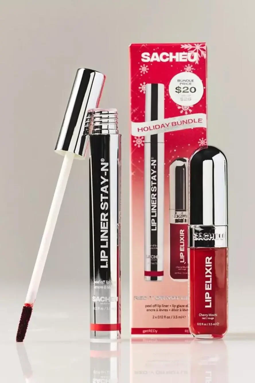 SACHEU Red-Y Or Not Lip Duo getREDy Cherry Mochi Liner Elixir NEW